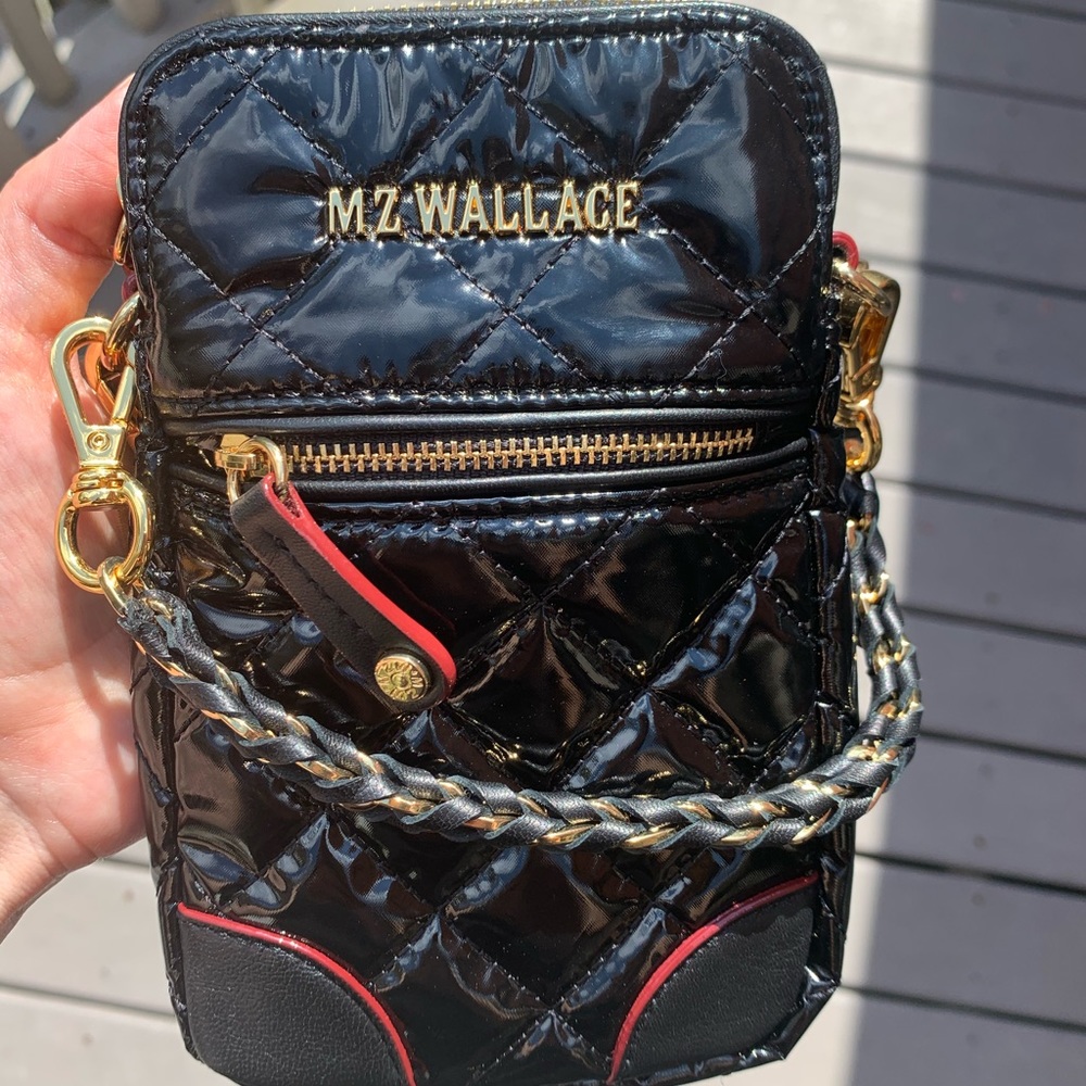 MZ Wallace Micro Crosby Bag in Black Lacquer